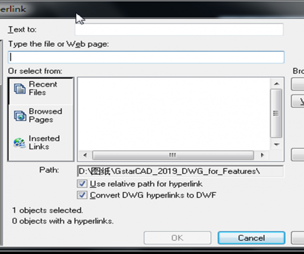 How to reference objects to file/URL in GstarCAD