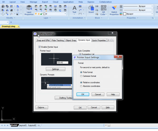 How to switch between absolute coordinates and relative coordinates input in GstarCAD