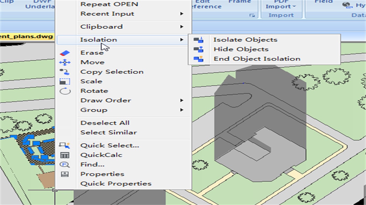 How To Hide And Isolate Selected Objects Gstarcad